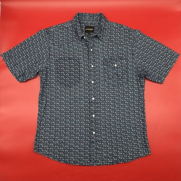 Wrangler Other - Wrangler Western Men's Size Large Blue Star Print Pearl Snap Rodeo Cowboy Shirt